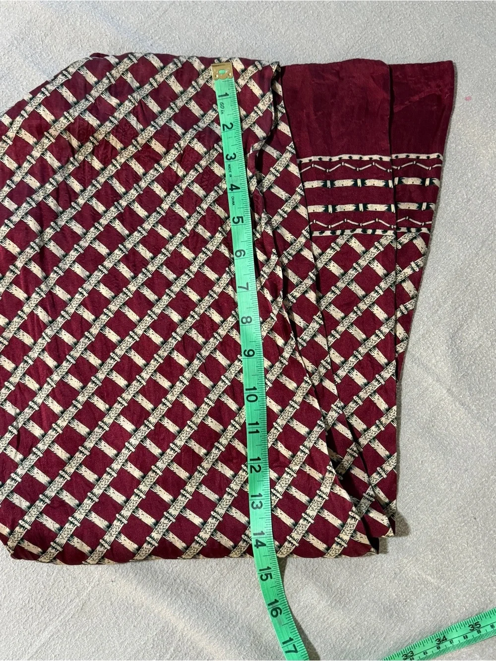 Burgundy Maroon Patterned Silk Scarf